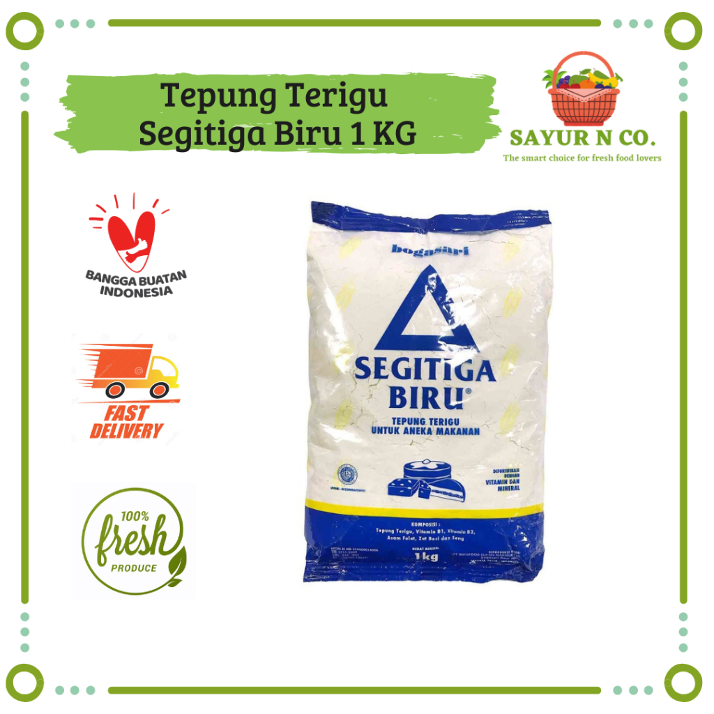 

Tepung Terigu Segitiga Biru 1 kg | Sayur N Co Bekasi
