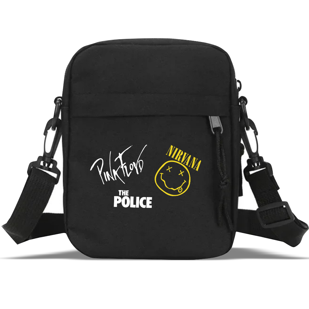 Tas Selempang Mini Pria Bahan Distro Motif Sablon Band Metal Sling Bag Fashion Kekinian