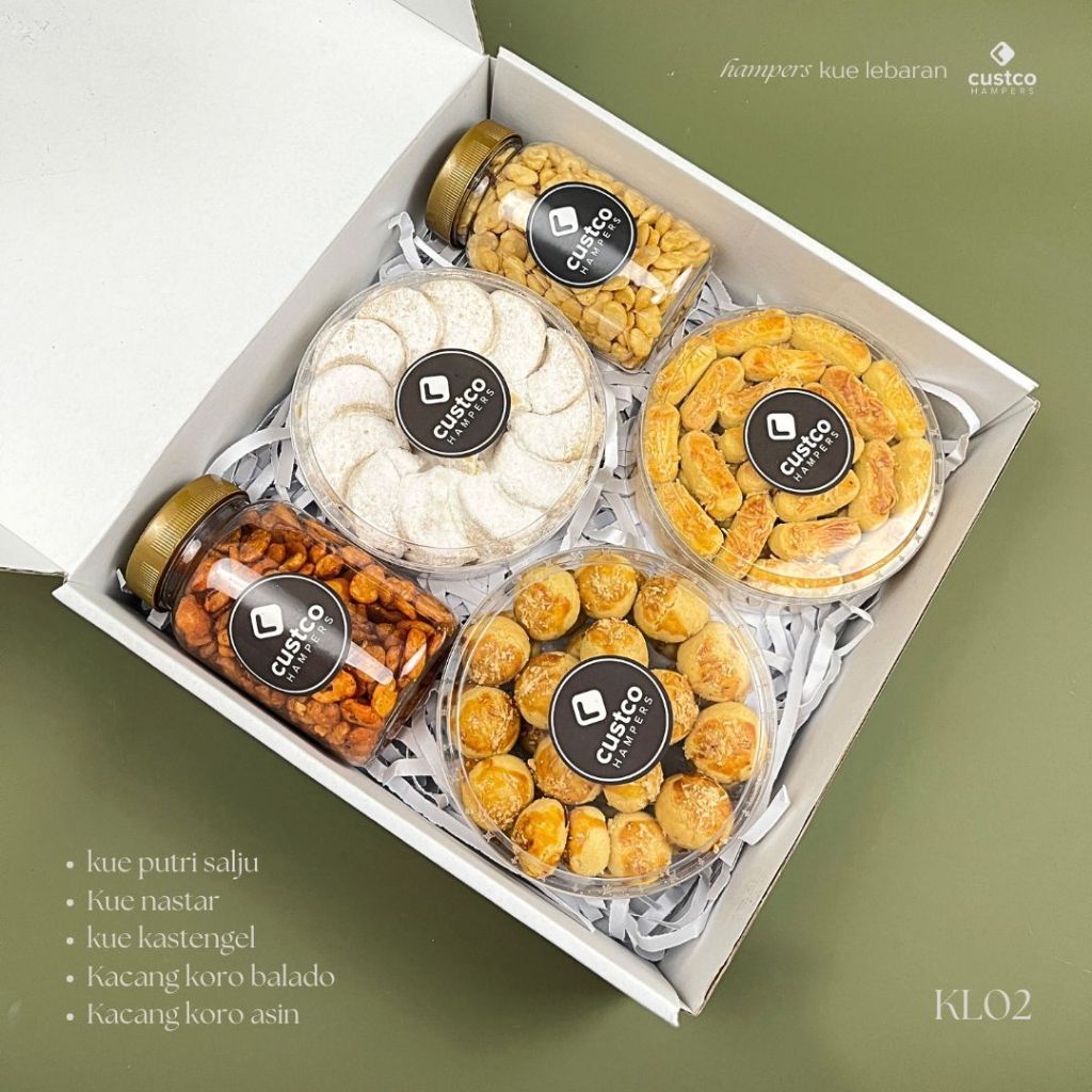 

Hampers Kue Lebaran Premium + Kacang | KL02 | Custco Kue Kering | Parcel Kue Nastar | Kue Semprit
