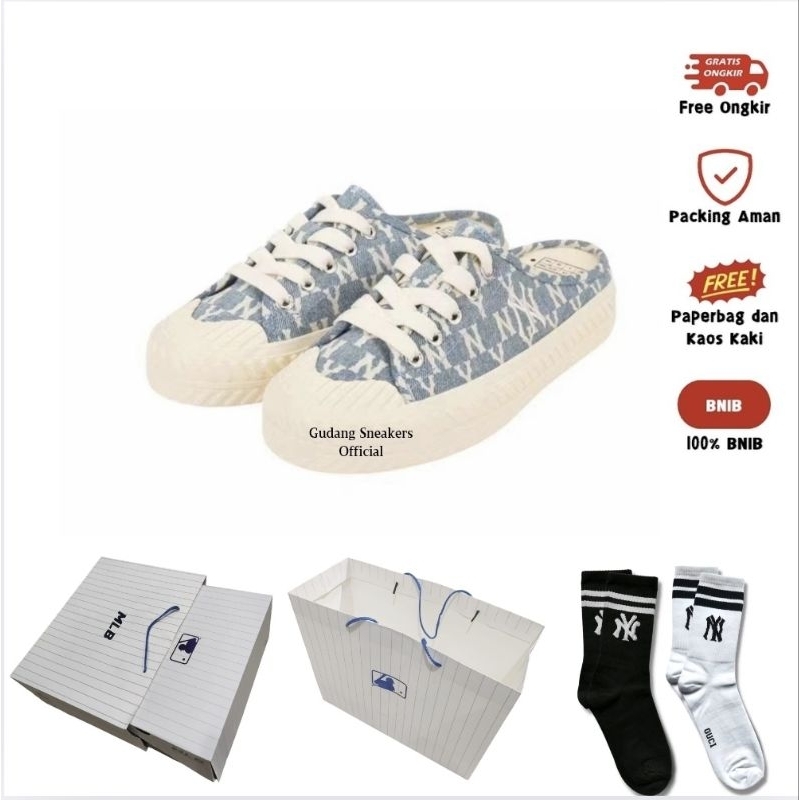 MLB NY Yankees Playball Mule Monogram Denim Jeans Original