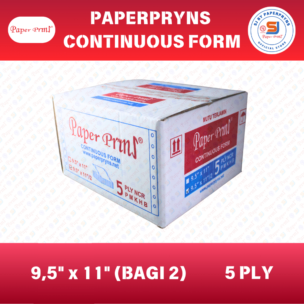 

Ay00! PAPERPRYNS Continuous Form 9,5" 11/2" (BAGI 2) - 5 PLY - NCR Sheets