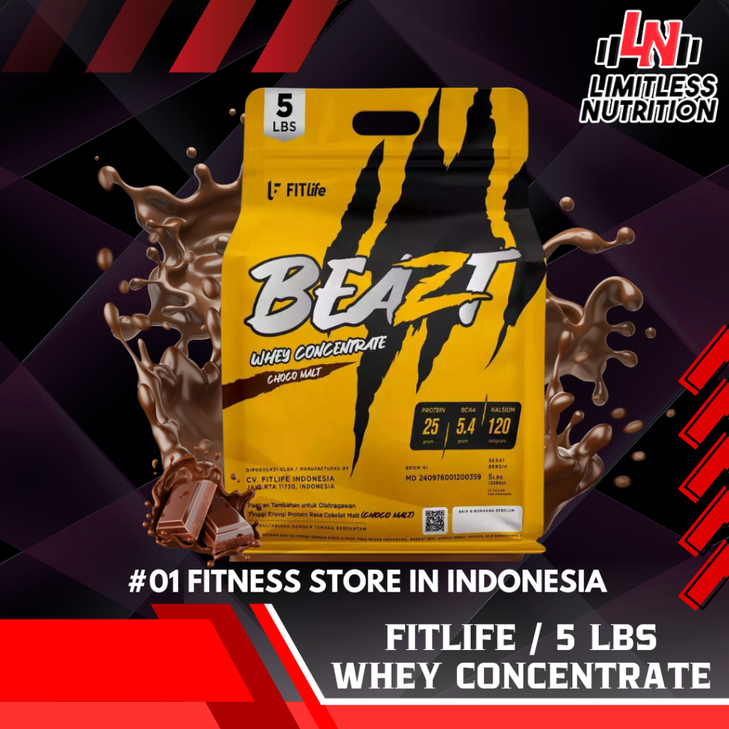 

Fitlife BEAZT Whey Protein 5 Lbs WPC 80WPC 5lb - Choco Malt