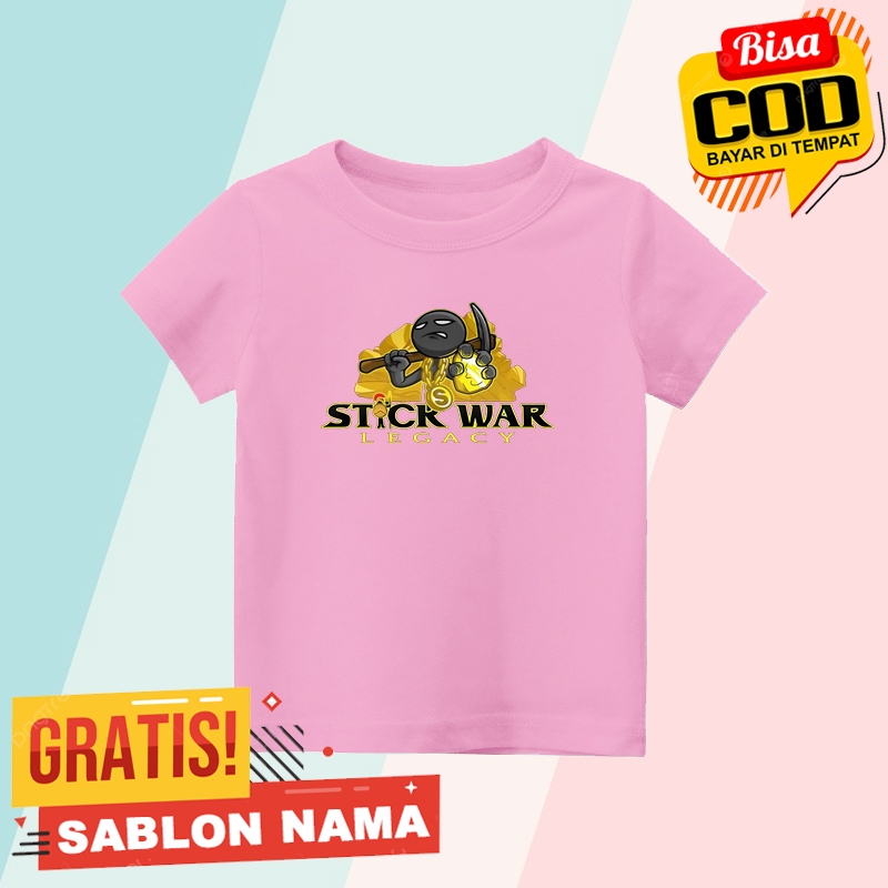 Baju Kaos Anak Stick War / Kaos Anak Laki Laki & Perempuan Custom Nama  Stick War