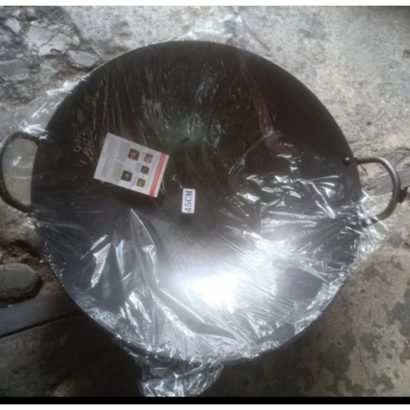 KUALI IMPORT PLAT BESI BAJA HITAM UKURAN 50CM