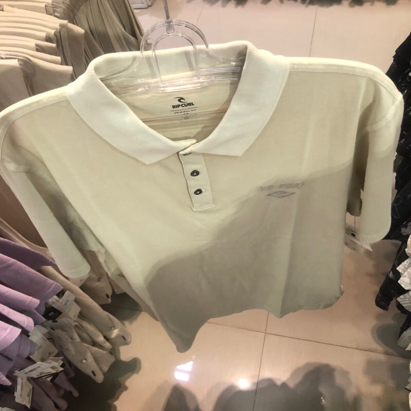 kaos polo pria rip curl original fade out emb polo vintage white
