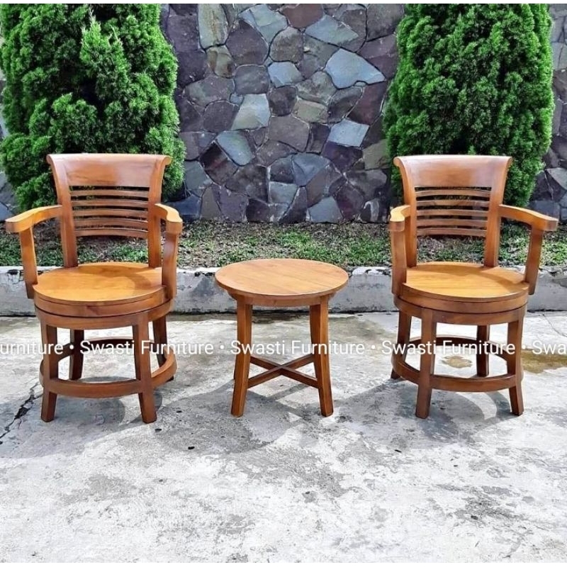 Swasti Furniture - Kursi Teras Putar Jati / Kursi Teras Jati / Kursi Cafe / Kursi Unik / Kursi Jepar