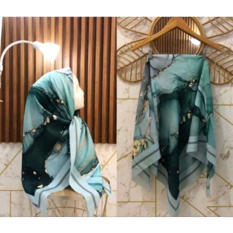 KERUDUNG SEGI EMPAT HIJAB MOTIF SUBLIME KODE 118 MARMER TOSCA