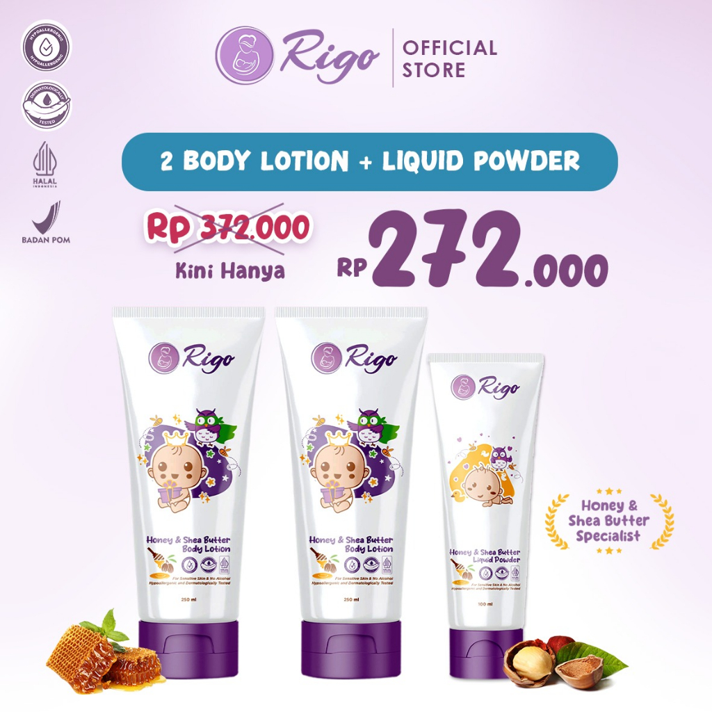 Rigo Bundling Body Lotion 250ml+Body Lotion 250ml+Liquid Powder 100ml