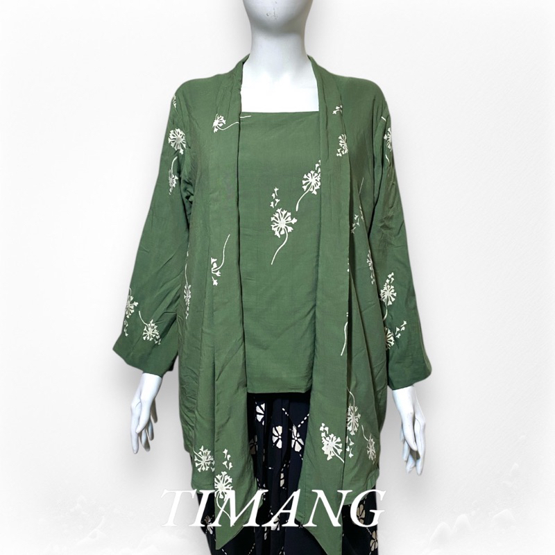 Kebaya Kutubaru Jumputan Handmade Solo Warna Hitam Merah Hijau Botol Navy Olive
