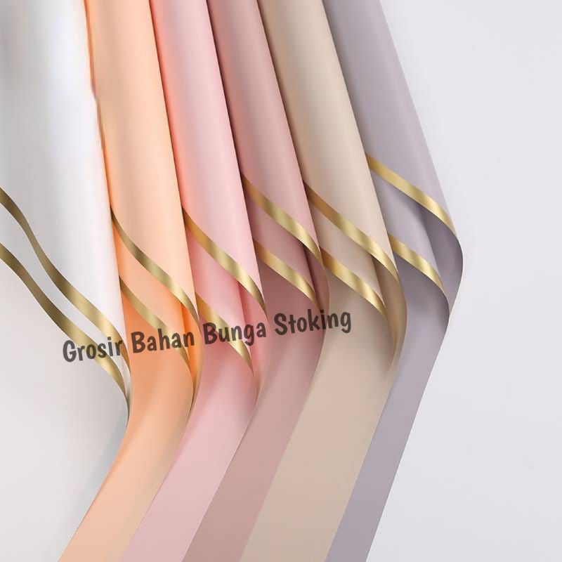 

FREE PACKING Flower Wrapping Paper Variasi List Gold Kertas Bouquet Line Color Gold Cellophane Kertas Buket List Emas Part 3