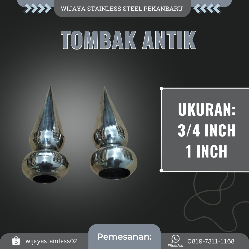 [3/4 & 1 INCH] TOMBAK ANTIK STAINLESS STEEL STENLIS ORNAMEN PAGAR BALKON