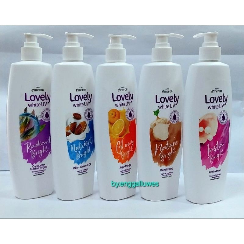 BODY LOTION LOVELY PUMP 500ml/BODY LOTION EMERON LOVELY UV WHITE PUMP/BODY LOTION KEMASAN BARU