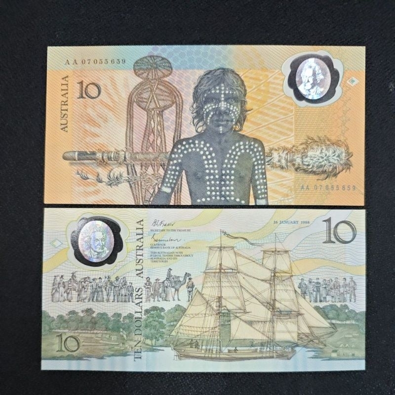 POLYMER ASING COMMOMERATIVE AUSTRALIA 10 DOLLAR FIRST PREFIK AA UNC GRESS