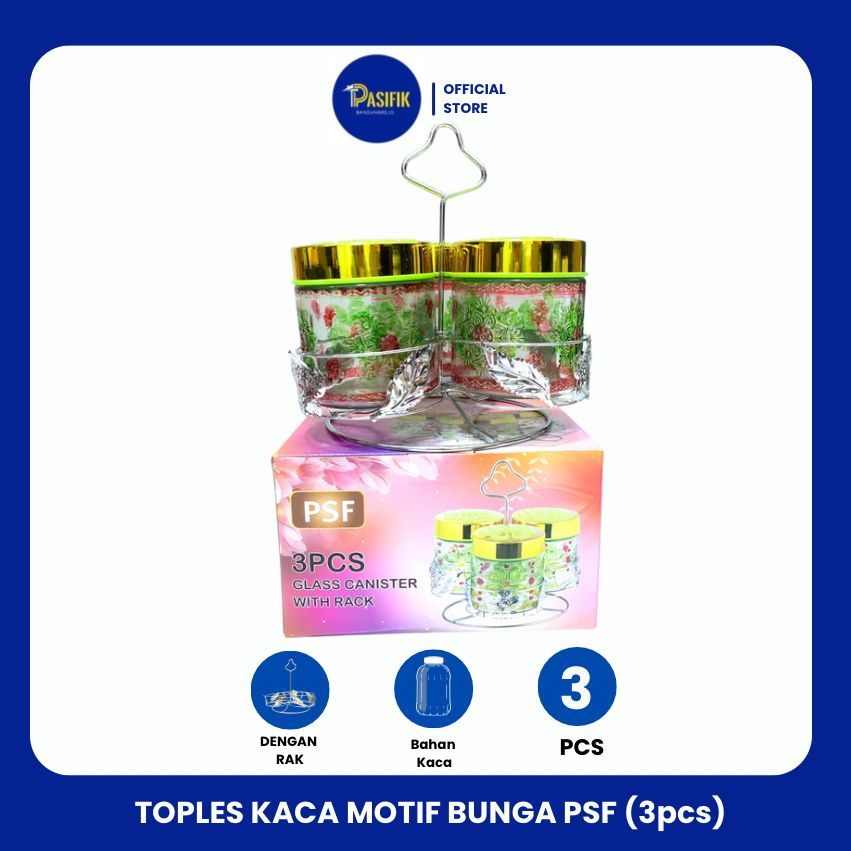 TOPLES KACA MOTIF BUNGA DENGAN RAK / TOPLES KACA LEBARAN ( ISI 3 )  PUTAR