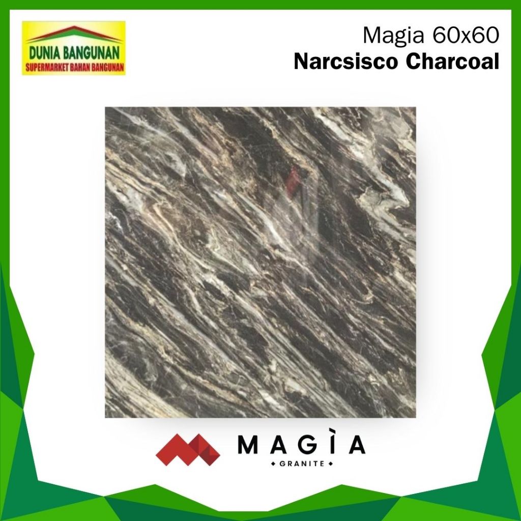 Granit 60x60 Magia Narcisso Charcoal 60X60 Granit Lantai Glossy