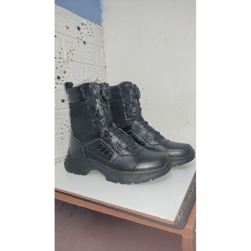 Sepatu PDL Hitam jatah polri tali putar parabelum battle X's / Sepatu hitam jatah pembagian Brimob 2