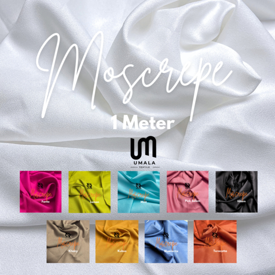 Kain Moscrepe Moskrep Premium 1 Meter - Bahan Gamis Murah Kerudung Hijab Mosscrepe Kulit Jeruk