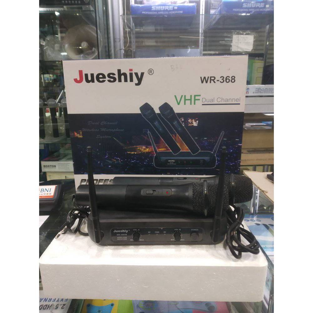 MIC mik karaoke WIRELESS JUESHIY WR-368VR / MICROPHONE WIRELES JUESHIY WR-368VR ( 2 Mic pegang )