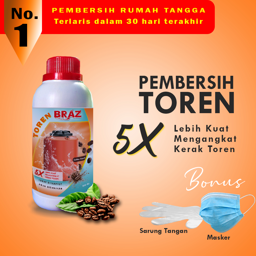 Braz Toren Pembersih kerak lumut noda pipa toren tanpa sikat 500ml