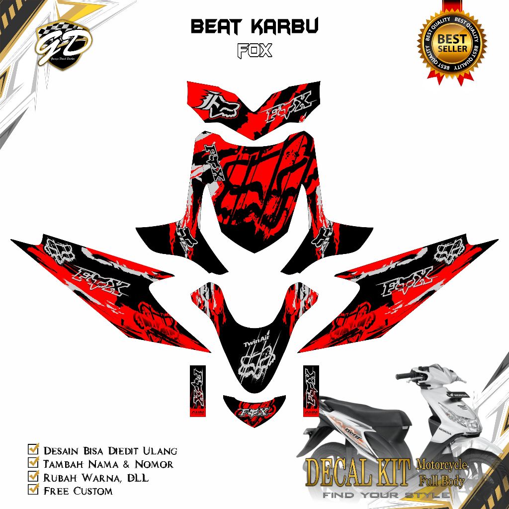 Decal Beat Karbu Full Body Stiker Decal Beat Karbu Full Body 2008 2009 2010 2011 2012 Fox