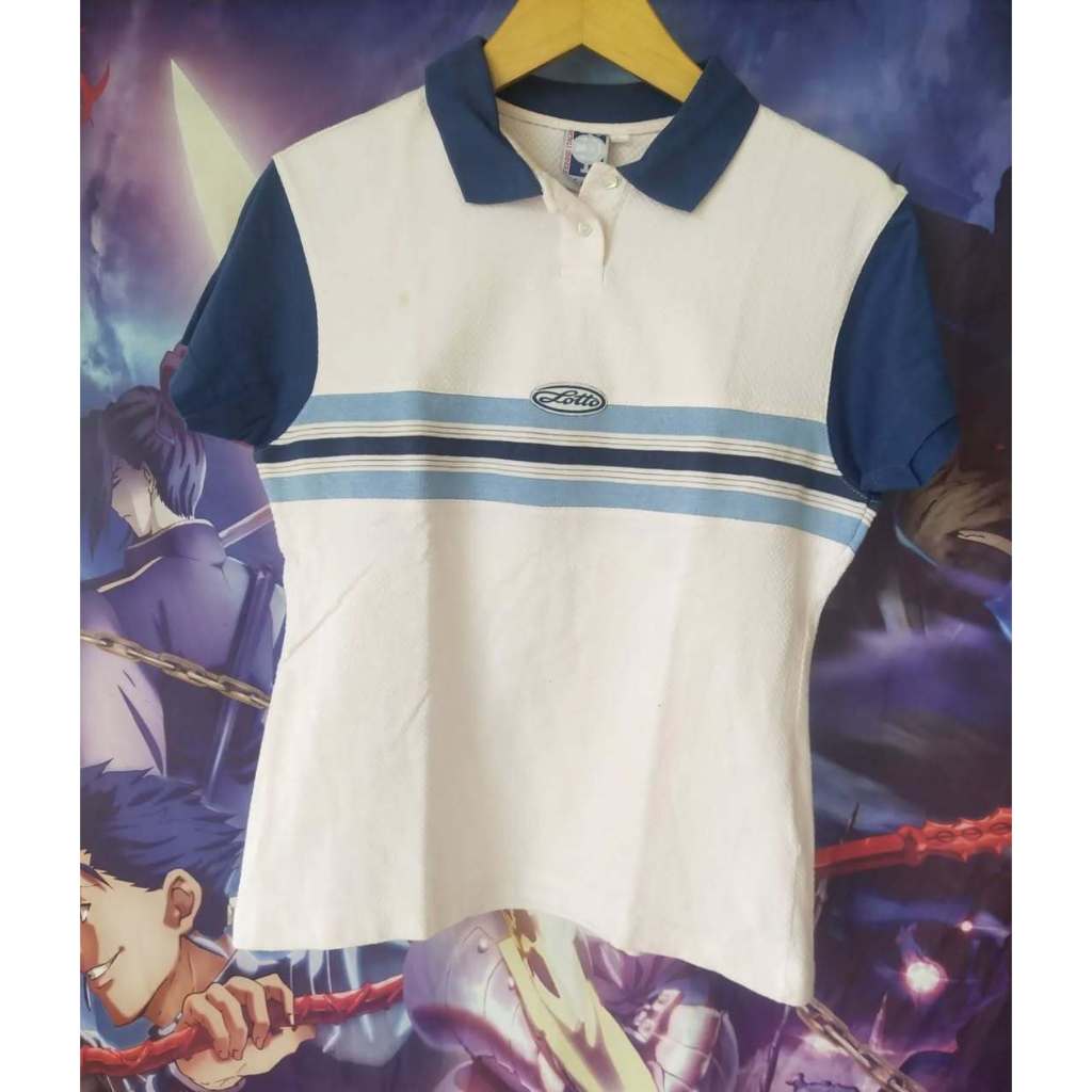 Vintage Lotto Tenis Stripes Woman Sport Polo Shirt Kaos Tshirt Original Second Merch Japan Korea Bra