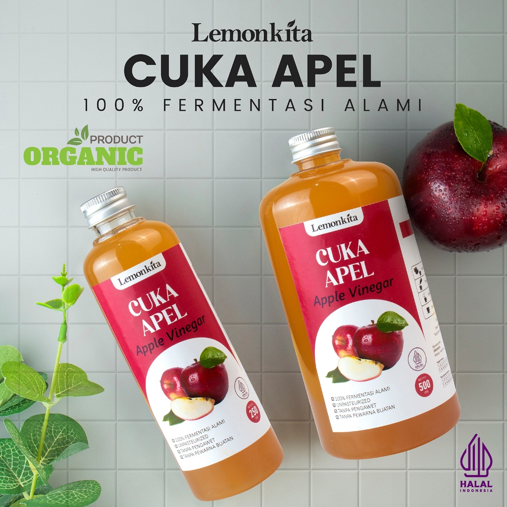 

Lemonkita - Cuka Apel - Apple Cider Vinegar - With Mother - Diet Keto - Toner Wajah