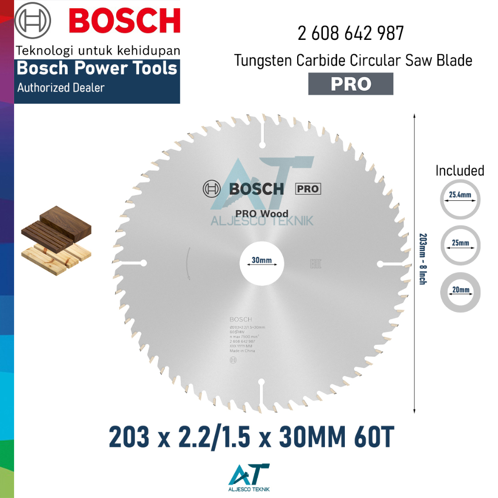 BOSCH MATA GERGAJI KAYU 8 INCH 60T CIRCULAR SAW BLADE