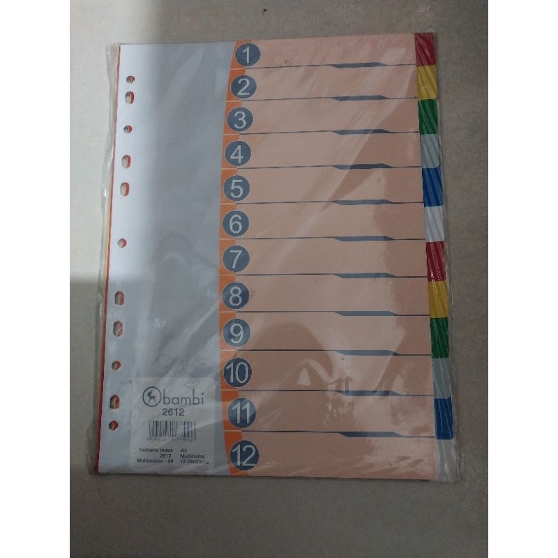 

DIVIDER 2612 BAMBI 1-12 A4 ( BAHAN PLASTIK )