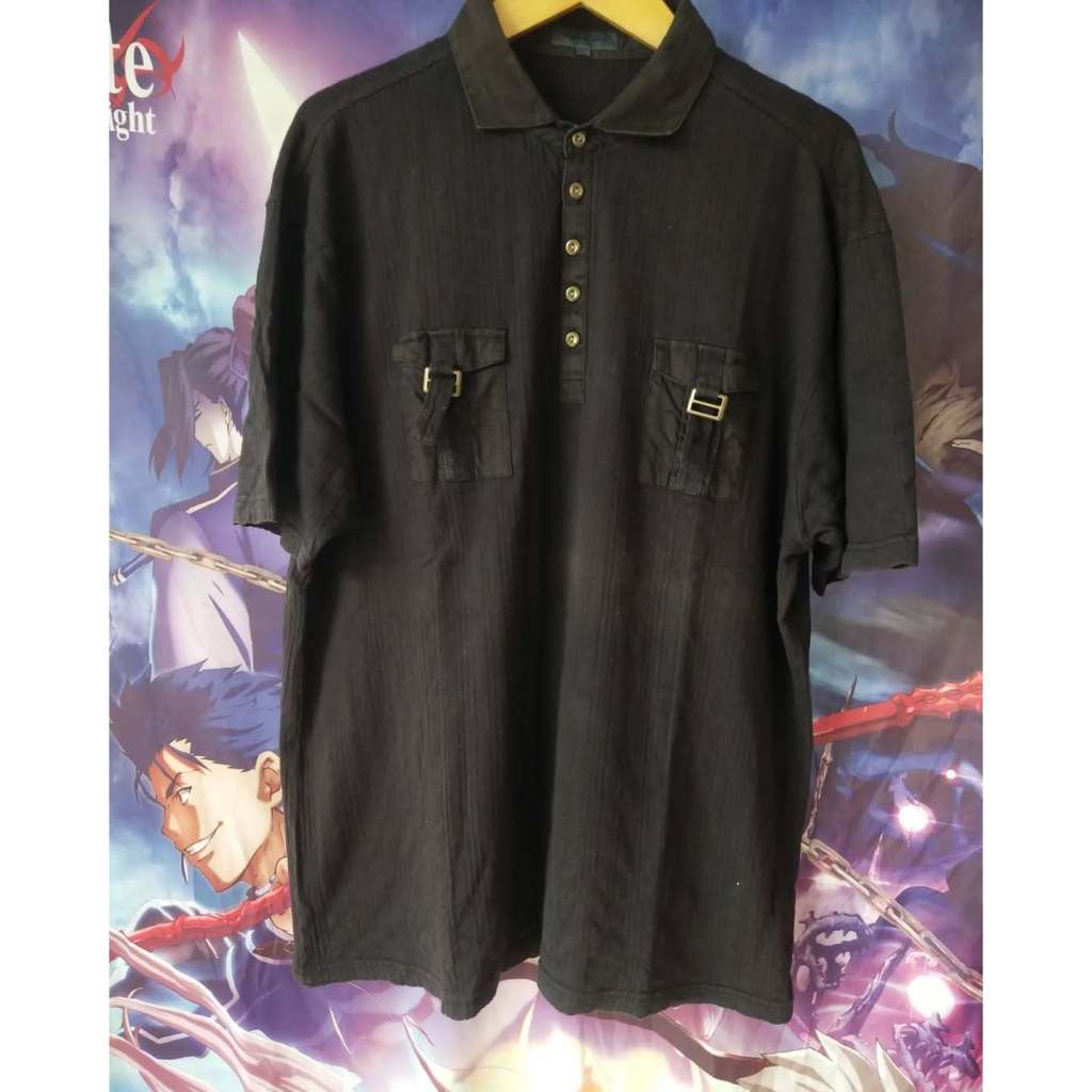 Poshboy Black Faded Short Sleeve Shirt Kemeja Original Second Merch Japan Korea Brand Vintage Retro 