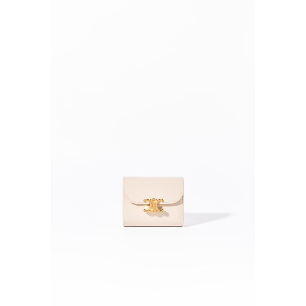 CELINE Triomphe small flap wallet shiny calfskin