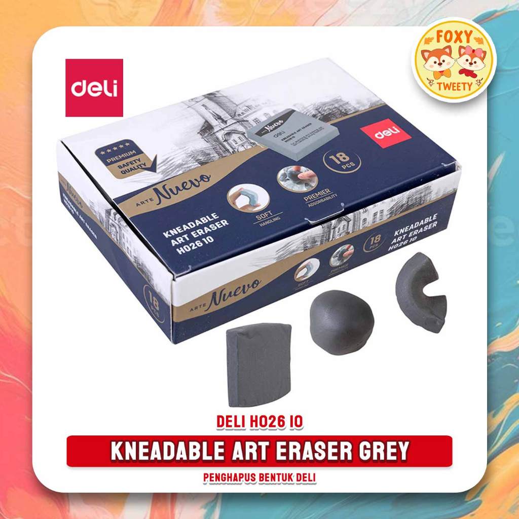 

(BOX) Penghapus Lentur Mudah Dibentuk / Art Kneadable Eraser Grey DELI H026 10 Arte Nuevo 18 pcs