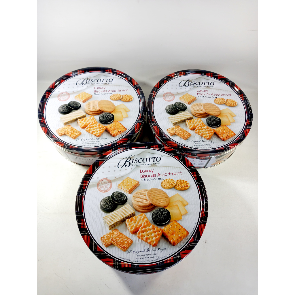 

BISCOTTO LUXURY BISCUITS ASSORTMENT KALENG 400 GRAM 1 KARTON ISI 6 KALENG/PCS