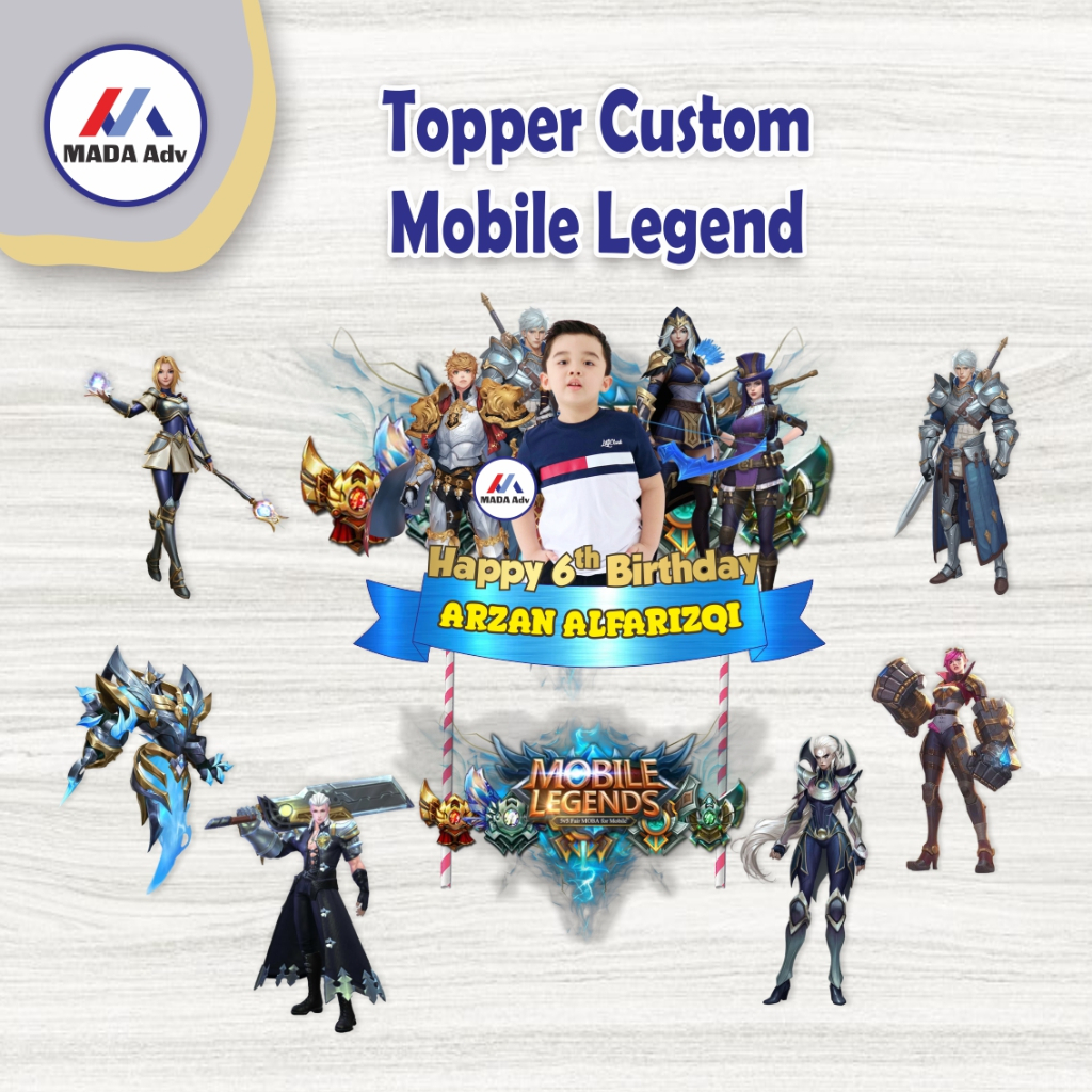 Topper Cake Kue MOBILE LEGEND/ Topper Cake Kue FREE FIRE/ Topper Cake Kue Nama & Foto / Topper Cake 