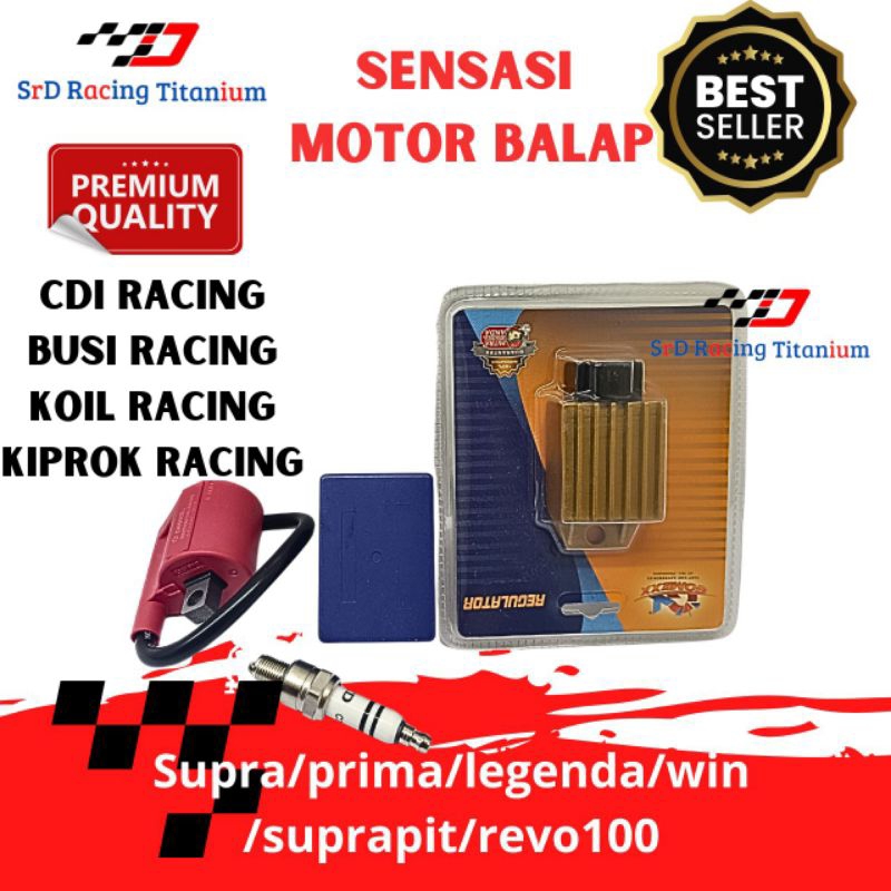 Paket Cdi Racing Koil dan busi racing Grand Supra Supra Fit Revo 100 Supra x WIN 100 Kiprok regulato