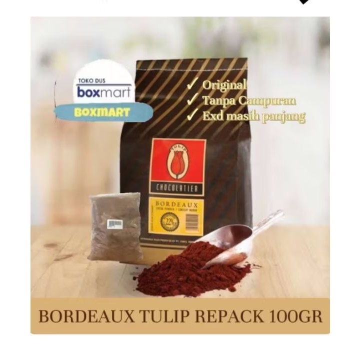 

Coklat bubuk Bordeaux Tulip Repack 100gr / Cocoa Powder