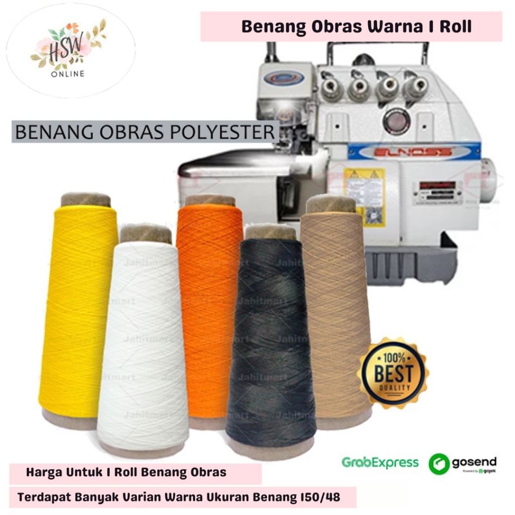 Benang Obras Polyester Warna 1 Gulung Benang Jahit Obras Warna Warni Perlengkapan Menjahit Murah Ben