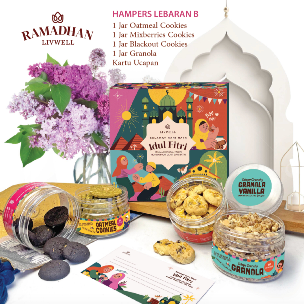 

Livwell [EXCLUSIVE HAMPERS B] Oatmeal Cookies 4 Jar Kue Kering - Lebaran & Christmas [GRATIS KARTU UCAPAN]