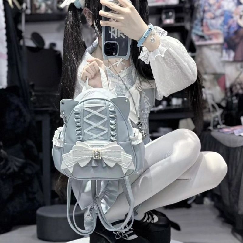 honeyL | Japanese jirai kei ryousangata kei tenshi kaiwai cute mine-style lace cat ear backpack for 