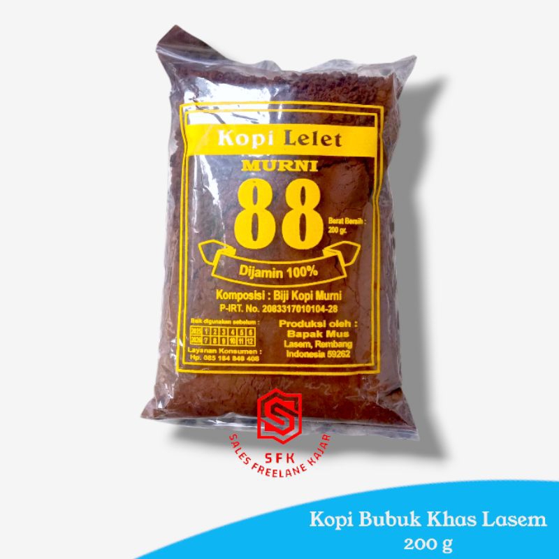 

Kopi Lelet Lasem Original Kopi Murni Merek 88 Ukuran 200 g