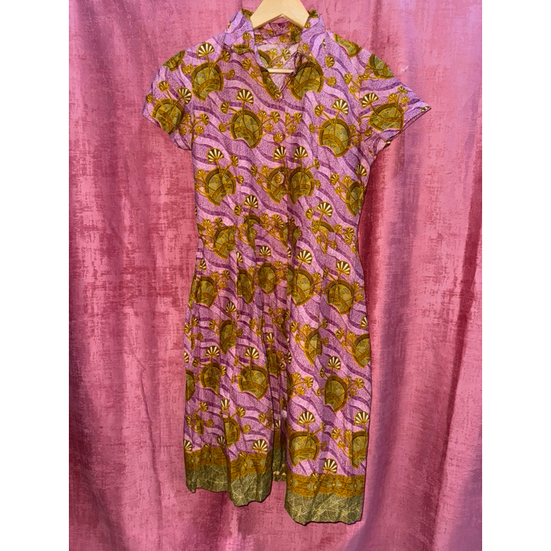 dress batik berkerah - gaun batik wanita