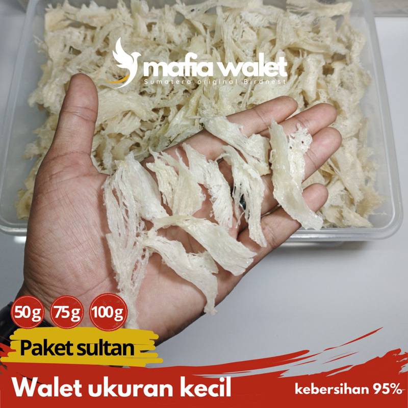 

Sarang walet bersih ukuran kecil | Kakian PK | kemasan 50-100 gram | siap konsumsi | asli walet Sumatera | mengandung kolagen | Termurah!!!