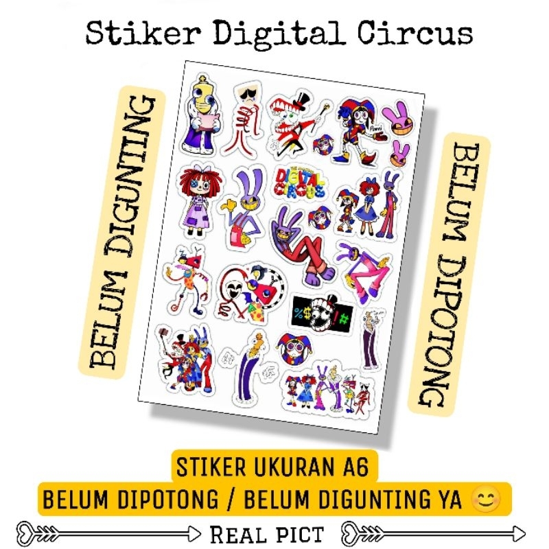 

STIKER DIGITAL CIRCUS / STIKER BELUM DIPOTONG BAHAN VINYL UKURAN A6 / STICKER DIGITAL CIRCUS / STIKER KARAKTER LUCU