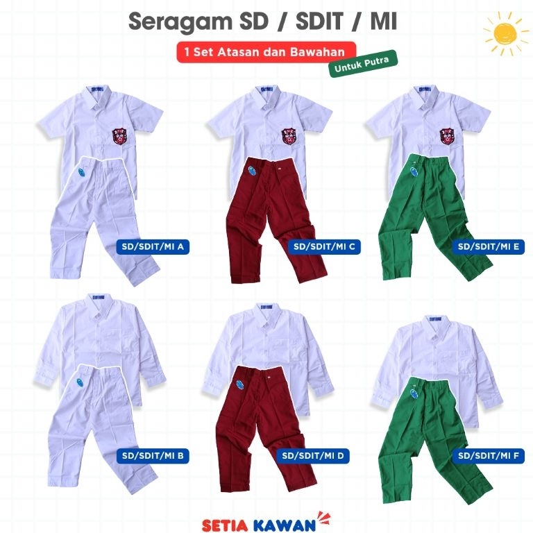 KODE L14N Stelan Seragam SD SDIT MI Putra merk Seragam  1 Stel Seragam Putra SD SDIT MI  Seragam Sek