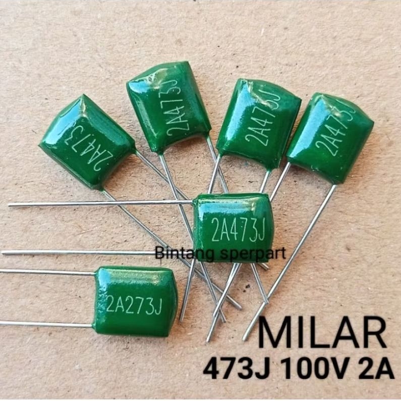 (1 BUAH) KAPASITOR MILAR 473J 100V 2A 47k 47n 0.047uf CAPACITOR MILAR 473J 100V 2A MILAR 473K 100V K