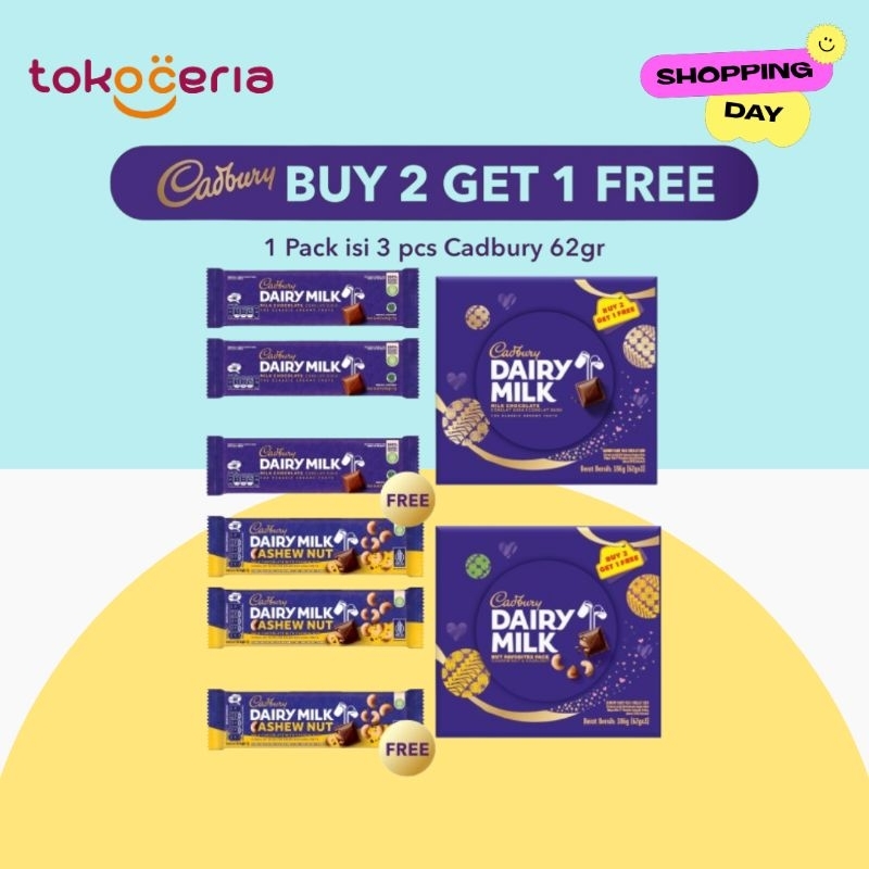 

CADBURY DAIRY MILK CHOCOLATE 62g BUY 2 GET 1 | GIFT BOX