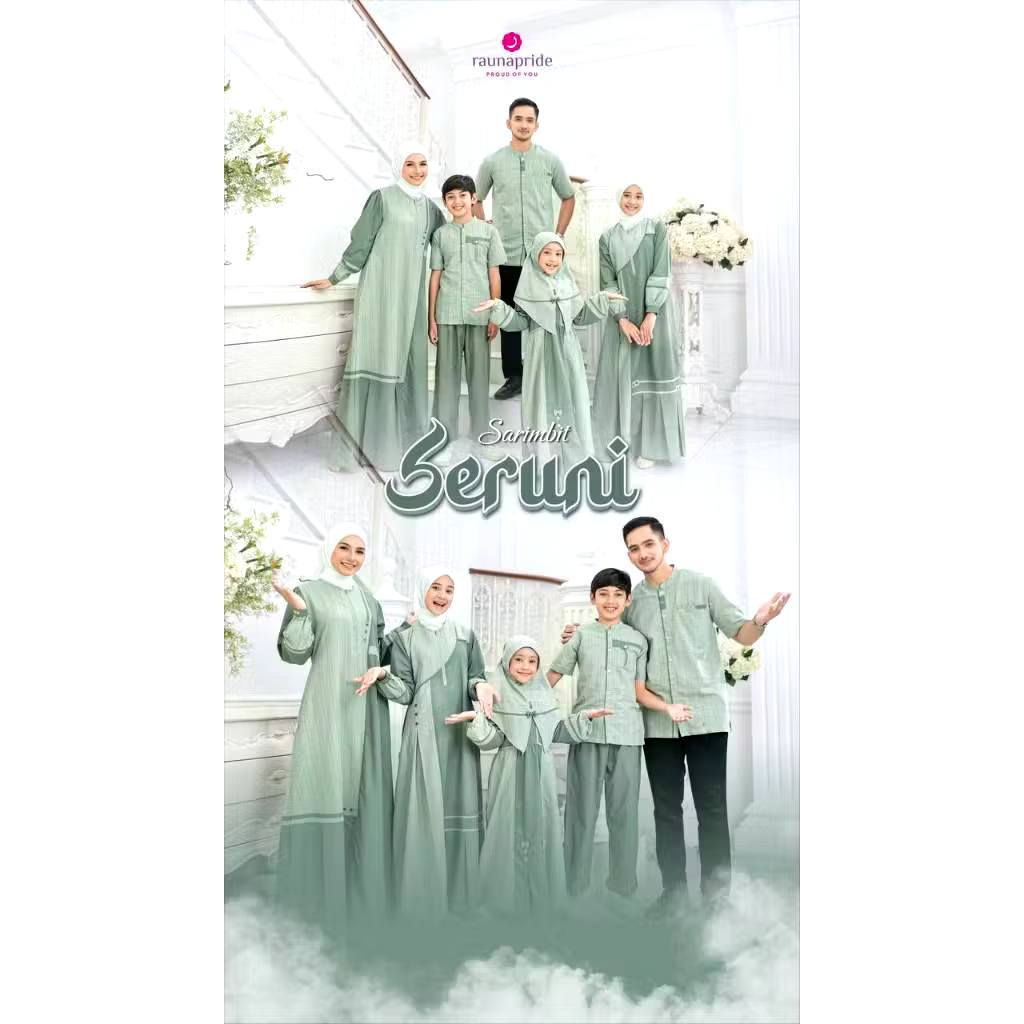 ( Sarimbit Rauna Sarimbit Seruni Green ) Gamis Dewasa Rauna RGF Koko Rauna RKF Koko Anak Laki laki R
