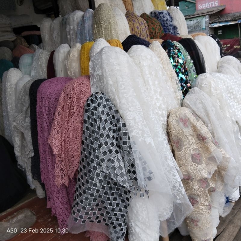 HARGA/0,5 M | BAHAN TILE BORDIR | KAIN BORDIR KOREA | KAIN BORDIR TILE | KAIN BORDIR EMBROIDERY