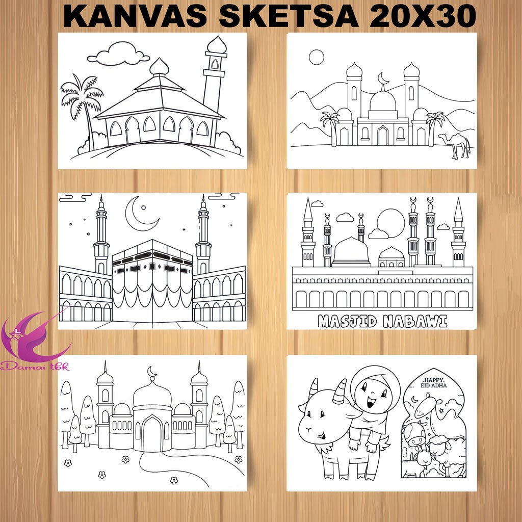

(SKETSA) Kanvas Lukis Sketsa Tema Moeslem 20x30