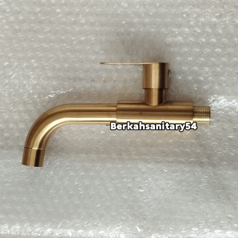 Kran Wastafel Dinding Gold Stainless Sus 304 Tebal/Kran Wudhu/Kran Tembok/Kran Cuci Tangan