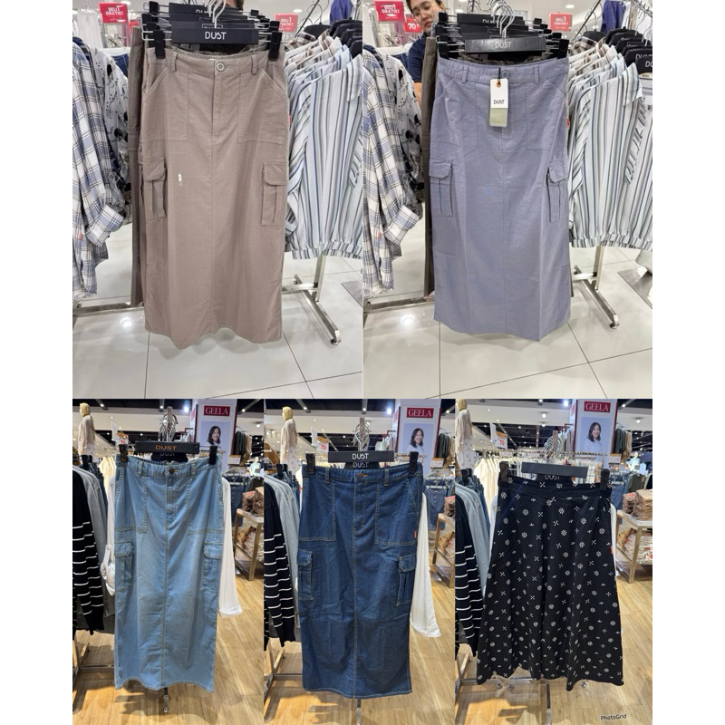 DUST - SALE Rok Skirt Jeans Cargo Wanita (S-XXL)